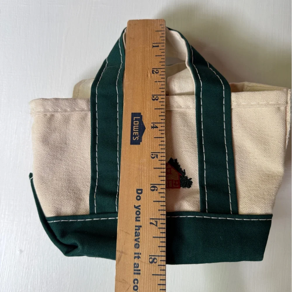 LL Bean Mini Boat And Tote House Embroidered USA Made Canvas Green 6'' EXCELLENT - Picture 8 of 9